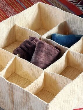 Cream Fabric Drawer Organizer Grid - Versatile Home Storage